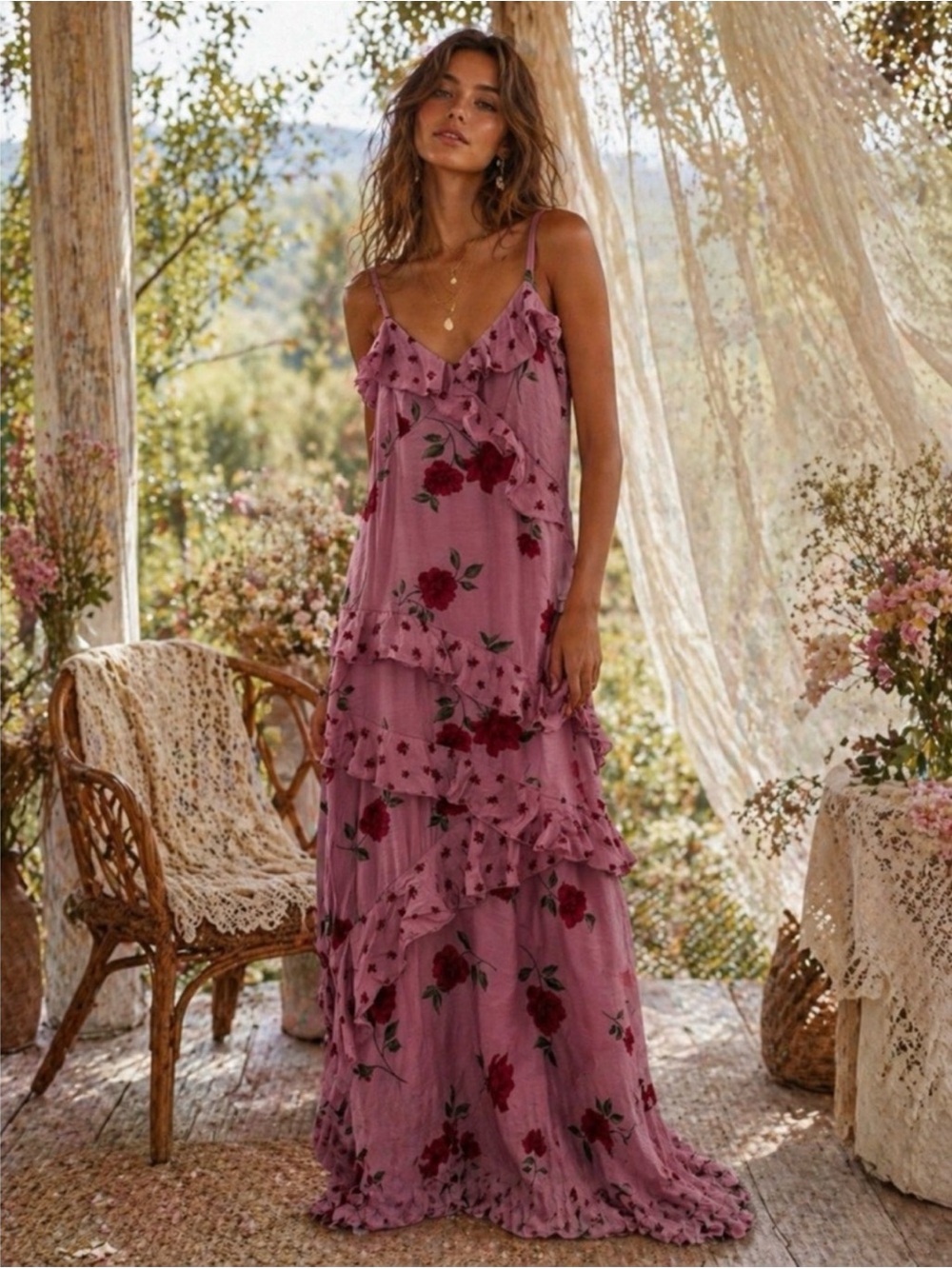 Jessica Simpson Pink Floral Maxi Dress